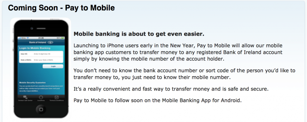 Bank of Ireland Pay To Mobile screencapture