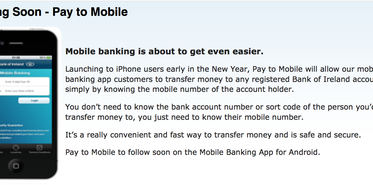 Bank of Ireland Pay To Mobile screencapture