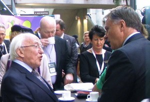 President Michael D Higgins speaking with ITLG President John Hartnett at the Silicon Valley Global Forum held at UL