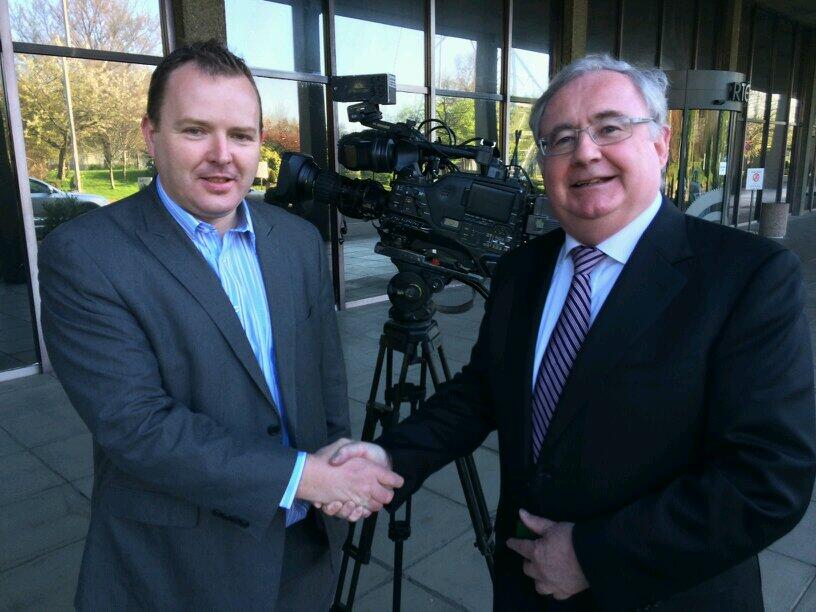 Pierce O'Reilly of Irish TV, with Minister for Communications Pat Rabbitte TD