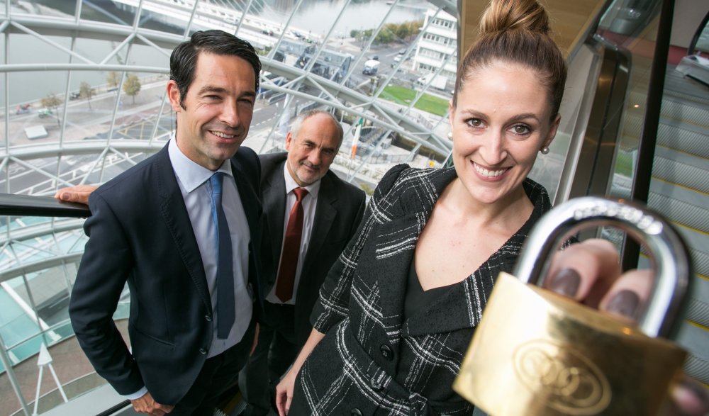 Pictured at the AON Cybersecurity Event at the Convention Centre, Dublin: Philip Nolan, Partner, Mason Hayes & Curran; Seamus Carroll, Head of the Data Protection Unit at the Department of Justice and Equality; Sarah Stephens, Aon's Head of Cyber Risk & Commercial E&O – EMEA