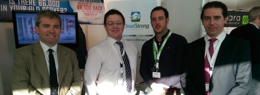 Ciaran Keohane, Distribution Group Lead. Microsoft Ireland; Oliver Surdival, MD at CloudStrong; Paul Chawke, Partner Account Manager at Microsoft Ireland; David Waldron, Channel-Partner Manager at CloudStrong. Pictured at the Tech Trade show in Leopardstown, Dublin on October 21.