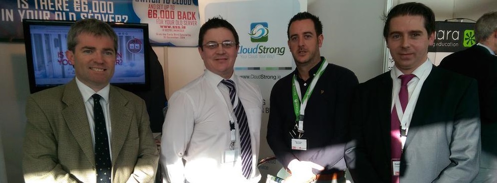 Ciaran Keohane, Distribution Group Lead. Microsoft Ireland; Oliver Surdival, MD at CloudStrong; Paul Chawke, Partner Account Manager at Microsoft Ireland; David Waldron, Channel-Partner Manager at CloudStrong. Pictured at the  Tech Trade show in Leopardstown, Dublin on October 21.