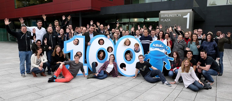 AdRoll hires 100th employee ahead of schedule and celebrates first birthday in Ireland. AdRoll announced its EMEA headquarters at last years Web Summit and has seen 300% growth in its first year of EMEA operations. Picture Jason Clarke Photography.