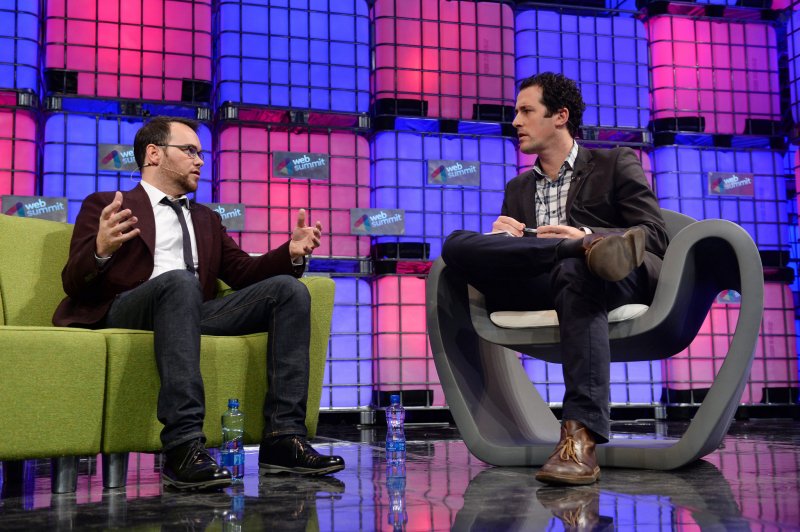 Dana Brunetti and Matt Garrahan on stage at Web Summit. Image Credit: Web Summit / Sportsfile