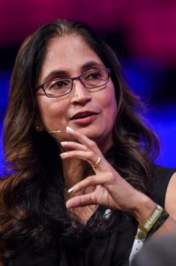 Padmasree Warrior, Cisco's Chief Technology & Strategy Officer speaking at Web Summit. Image: Web Summit / Sportsfile
