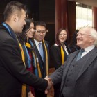 President Higgins is pictured with Prof Mark Ferguson, Director General, Science Foundation Ireland (SFI) and students from the Beijing-Dublin International College (BDIC) at a Science and Technology event in Beijing hosted by SFI. BDIC is a joint international partnership between University College Dublin (UCD) and Beijing University of Technology (BJUT).