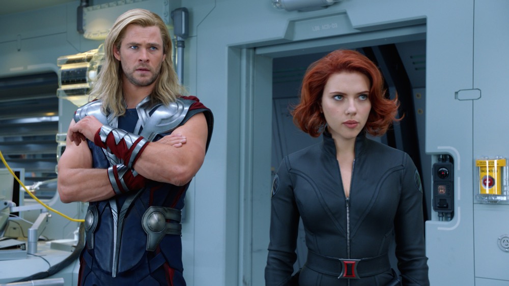 Thor (Chris Hemsworth) and Black Widow (Scarlett Johansson)..Ph: Film Frame..© 2011 MVLFFLLC. TM & © 2011 Marvel.  All Rights Reserved.