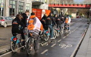 Nitronauts take part in a ‘cycle-by’ as part of Nitro’s recruitment drive