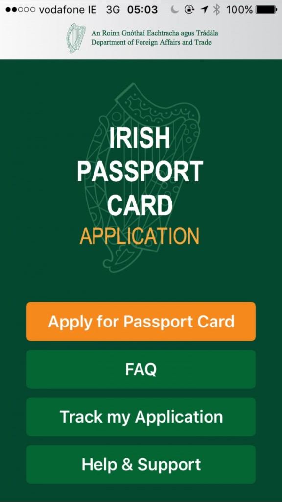 irish passport card travel to uk