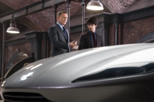 The Aston Martin DB10 revealed to James Bond (Daniel Craig) in Q's Workshop with Q (Ben Whishaw) in Metro-Goldwyn-Mayer Pictures/Columbia Pictures/EON Productions’ action adventure SPECTRE.