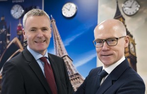 Cathal O'Boyle, Director of Development Shared Services, Neopost, and Clem Garvey, Chief Operating Officer Europe, APAC, Export, Neopost, at the new European Operations Centre.
