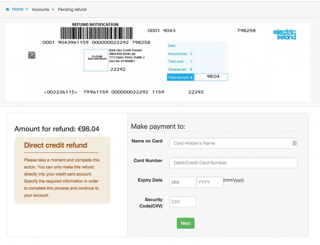 Another Day, Another Phish. Electric Ireland Customers Today's Victims