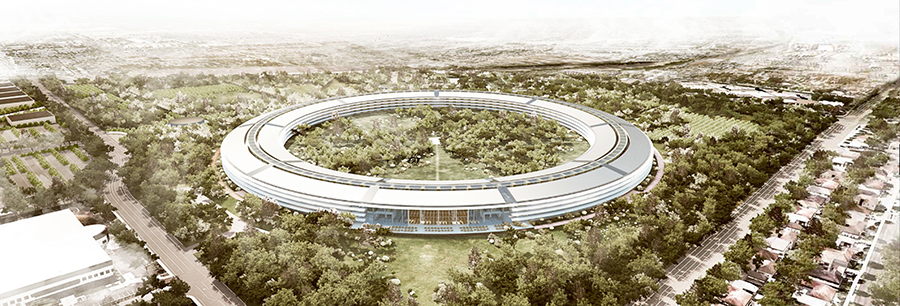 Artist's rendering of Apple Campus Two, which is under construction. Apple Energy is a new subsidiary which could sell surplus solar power generated at the site.