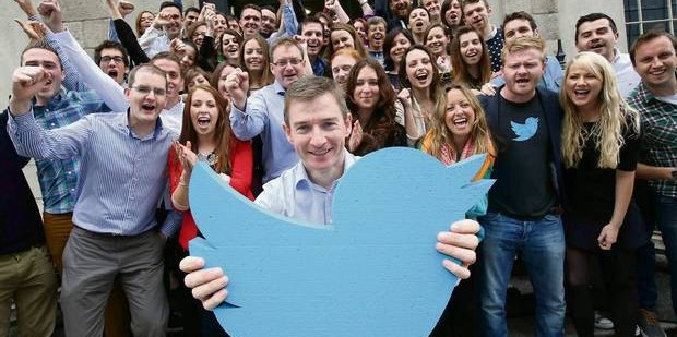 Outgoing MD of Twitter EMEA, Stephen McIntyre, is pictured with the Dublin team.