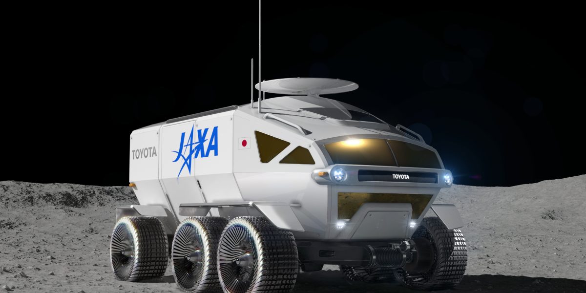This graphic illustration provided by Toyota Motor Corp. shows a vehicle called "Lunar Cruiser" to explore the lunar surface. Toyota is working with Japan's space agency on the Lunar Cruiser to explore the lunar surface, with ambitions to help people live on the moon by 2040 and then go live on Mars, company officials said Friday, Jan. 28, 2022. (Toyota Motor Corp. via AP)