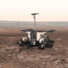 This undated artist rendition provided by the European Space Agency shows the ESA ExoMars robot on Mars. Because of the Russian invasion of Ukraine, Europe will no longer be attempting to send its first rover to Mars this year. The European Space Agency confirmed Thursday March 17, 2022 that it is indefinitely suspending its ExoMars rover mission with partner Roscosmos, Russia's state space corporation. (Thiebaut/ESA-AOES medialab via AP)
