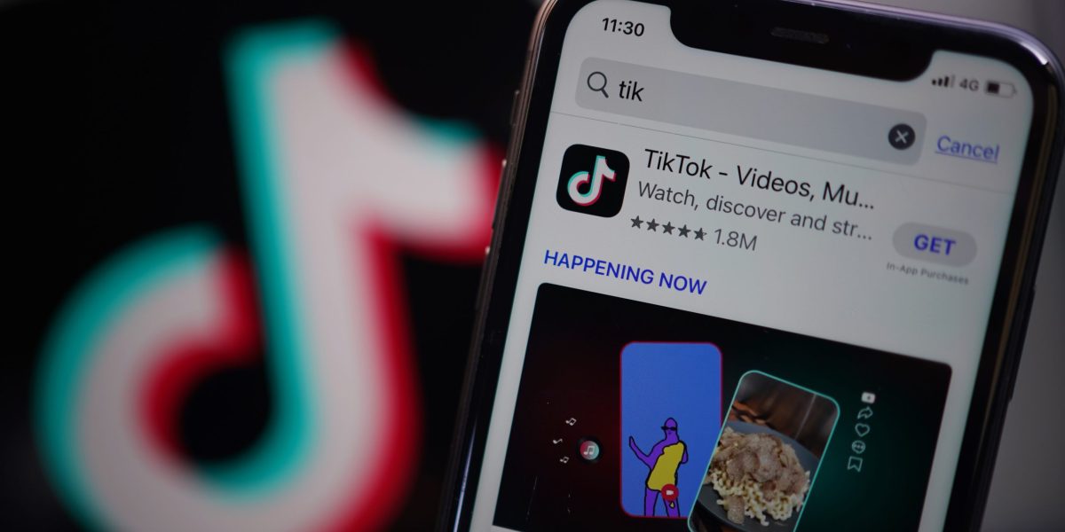 The TikTok app on the App Store on an iPhone screen. Cabinet Office minister Oliver Dowden, has confirmed TikTok will be banned on Government devices following a review. Picture date: Thursday March 16, 2023.